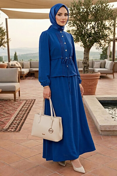 N.S NEVA STYLE Σετ Τριών Τεμαχίων με Φούστα Sax Blue Τεσσέττουρ 20239SX