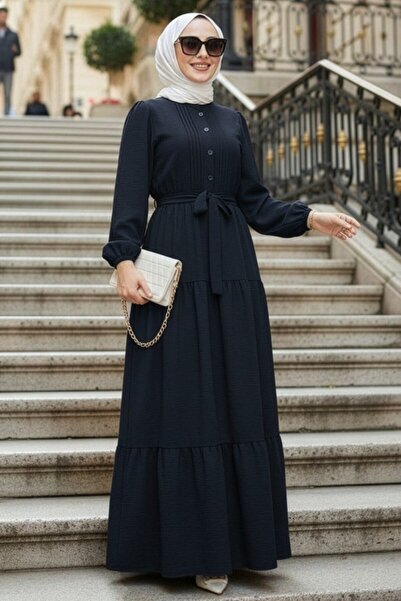 N.S NEVA STYLE Πλισέ Φόρεμα Τεσεττούρ σε Ναυτικό Μπλε 20207L