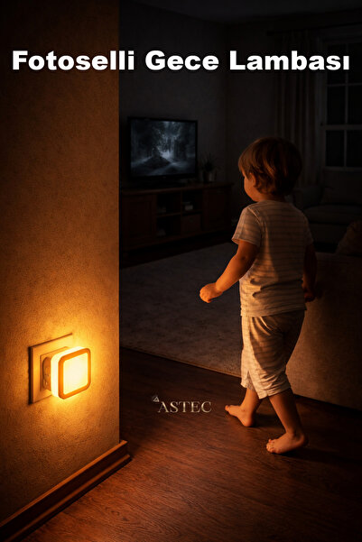 ASTEC Fotoselli Gece Lambası 1 Watt Tak Çalıştır Sensörlü Sarı Renk