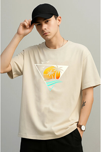 SUNFREE Ανδρικό μπλουζάκι SUNSET με στάμπα, oversized, βασικό σχέδιο