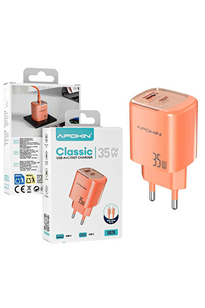 Other Apokin 35W PD USB-C, USB Fast Charger with Cable Orange (U028)