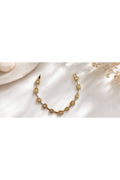 PORSE Gold Color Zircon Stone Standard Steel Bracelet