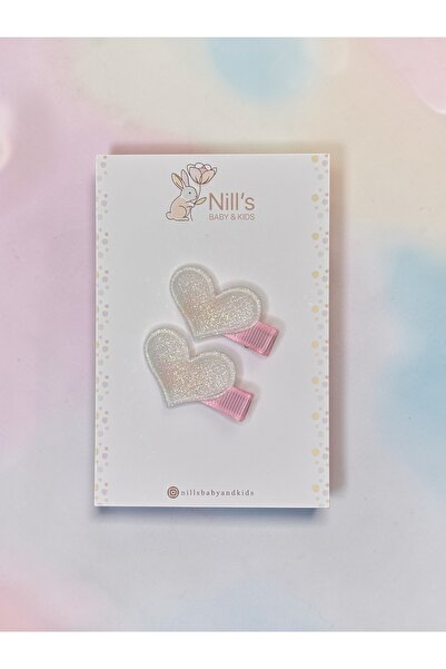 Nills Baby & Kids Simli Kalp Pens Toka – Parlak Kalpli Çocuk Saç Tokası 2’li Set