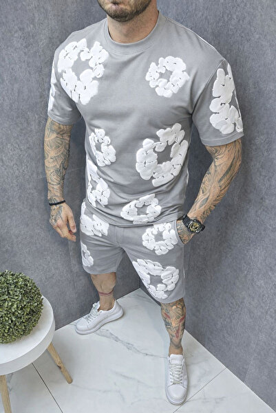 CLASSY.MODA Σετ Υπερμεγέθη Σορτς και Μπλουζάκι - Σετ Streetwear με 3D Puff Αν...