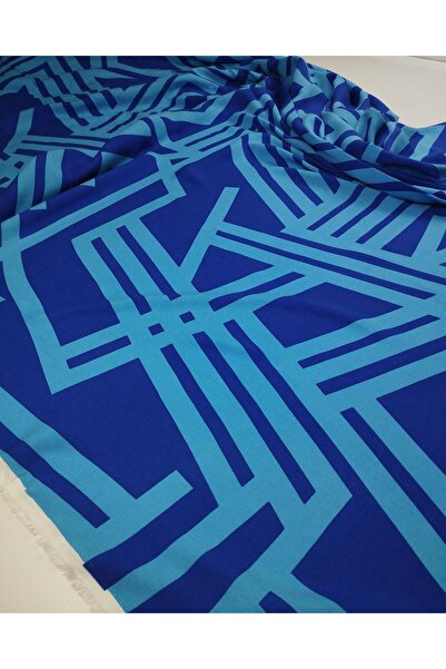 Kumaş Parça Βαμβακερό ύφασμα βισκόζης σε μπλε αποχρώσεις 150x350εκ.