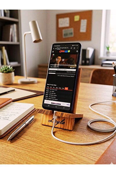 Store Masa Üstü Ahşap Telefon Tutucu- Telefon Standı- Kişiye Özel