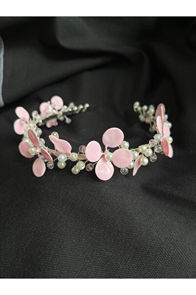 ERYA aksesuar Epoksi Çiçekli İnci Detaylı Gelin Tacı Nişan Lohusa Tacı – El Y...