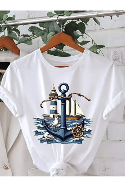 gencerco Μπλουζάκι Premium Oversize με στάμπα με θέμα το Μπλε Άγκυρα Θάλασσα