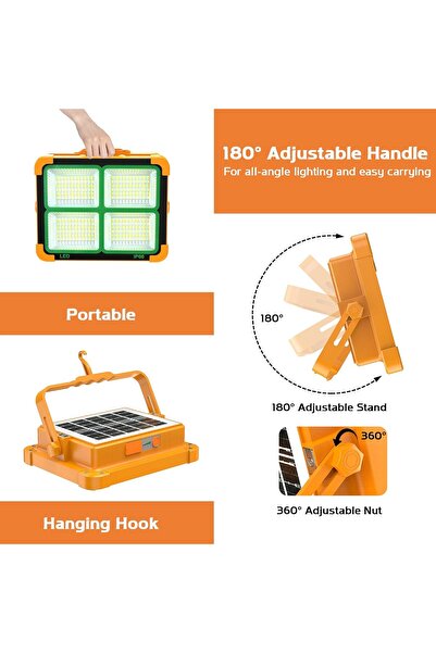 Generic 100W Portable Solar Work Light, Flood Light for Emergency