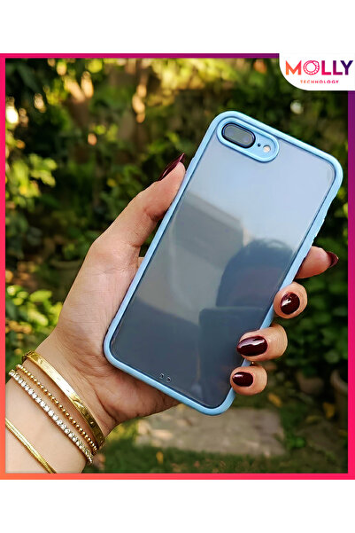 Molly iPhone 7 ve 8 PLUS İçin Kenarları Mat Bebe Mavisi Arkası Sararmaz Şeffa...