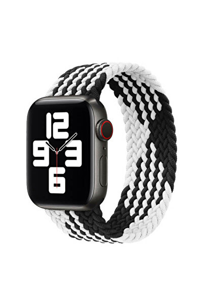 Orso Hera Braided Black/White Λουράκι για Apple Watch 44/45/46/49mm (Size: L)