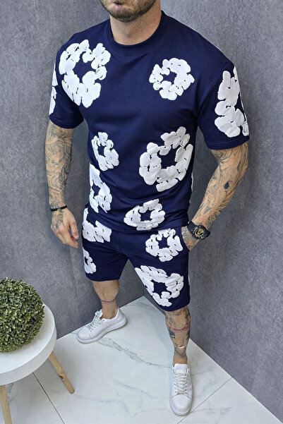 CLASSY.MODA Σετ Υπερμεγέθη Σορτς και Μπλουζάκι - Σετ Streetwear με 3D Puff Αν...