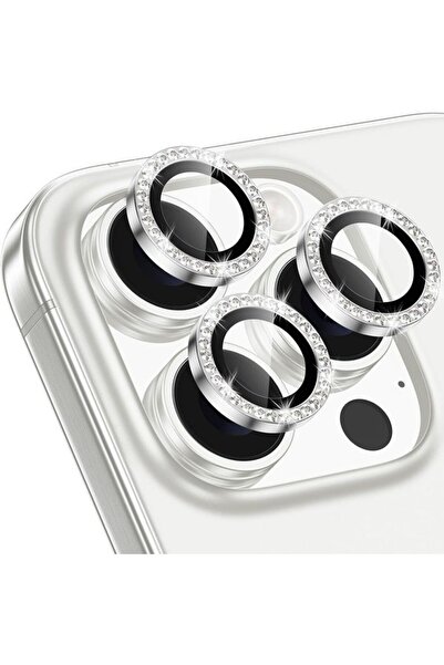 Orso Lens Camera Tempered Glass Silver Diamonds iPhone 15 Pro/15 Pro Max