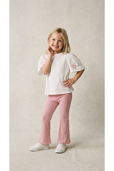 TINY BEAR Tricou pentru fete cu imprimeu floral - Set cu pantaloni