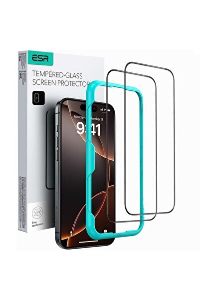 ESR Premium Quality Tempered Glass Full Cover iPhone 16 Pro (2-Pack With Easy...