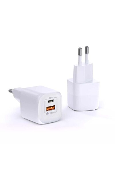 WIWU 33W 1xPD USB-C 1xUSB QC3 Fast Charger White (RY-U33)