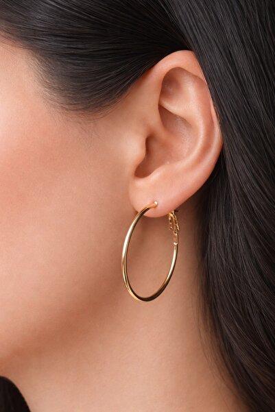 SEHERDEN Classic Hoop Model Women's Earrings Gold and Silver Color (3 cm)