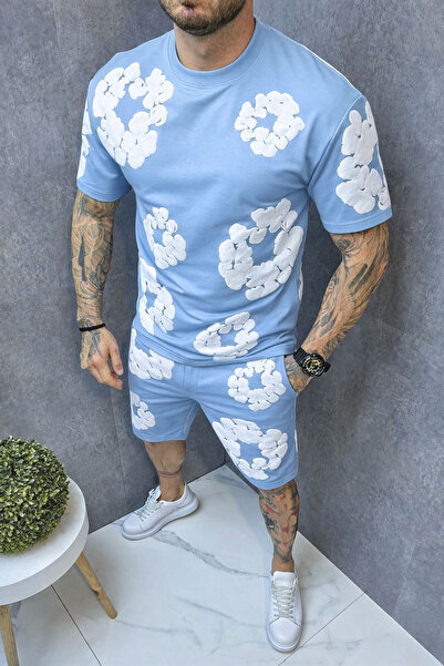 CLASSY.MODA Σετ Υπερμεγέθη Σορτς και Μπλουζάκι - Σετ Streetwear με 3D Puff Αν...