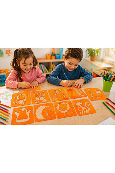 TRİMENT3D Cute Animals Coloring Template Set – 9-Piece Educational Toy