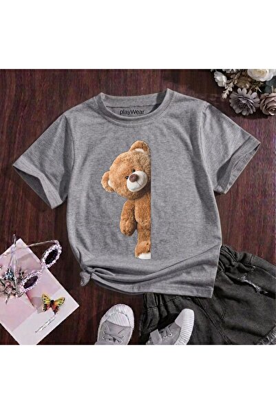 playwear Παιδικό unisex μπλουζάκι με στάμπα Half Bear, 100% βαμβακερό, με λαι...