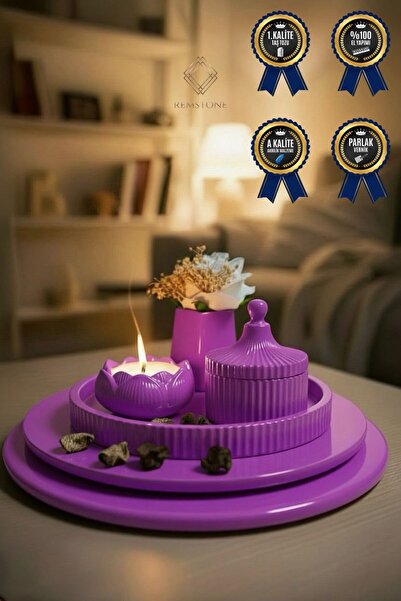 RemStone Dekoratif Obje & Biblo Minimal Tepsi Seti – Mumluk & Dekoratif Vazo ...