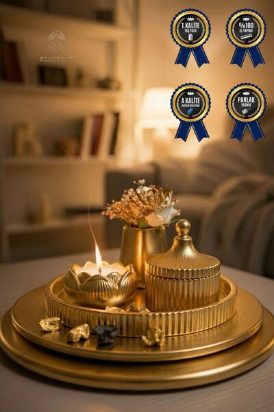 RemStone Dekoratif Obje & Biblo Minimal Tepsi Seti – Mumluk & Dekoratif Vazo ...