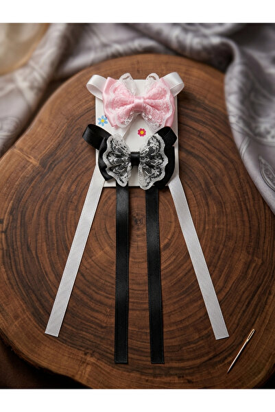 MY VİNTAGE Σετ 2 τεμαχίων με φιόγκο από τούλι και κορδέλα με κλιπ για γυναίκε...