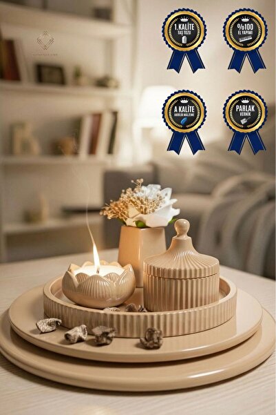 RemStone Dekoratif Obje & Biblo Minimal Tepsi Seti – Mumluk & Dekoratif Vazo ...