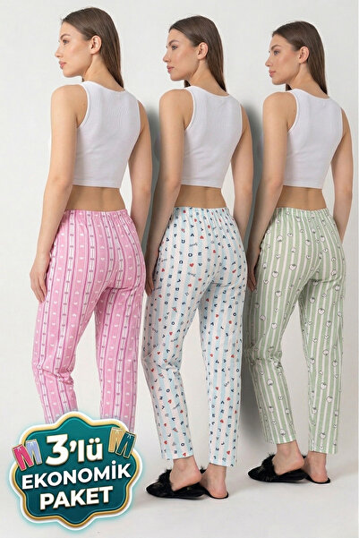 DONEX Pantaloni de pijama pentru femei, din bumbac, subțiri, respirabili, cu ...