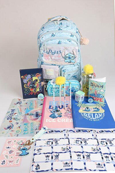 Stitch DEKOMUS İLE LİSANSLI "URBAN ALOHA COLLECTION" OKUL VE KALEM ÇANTASI,Kİ...