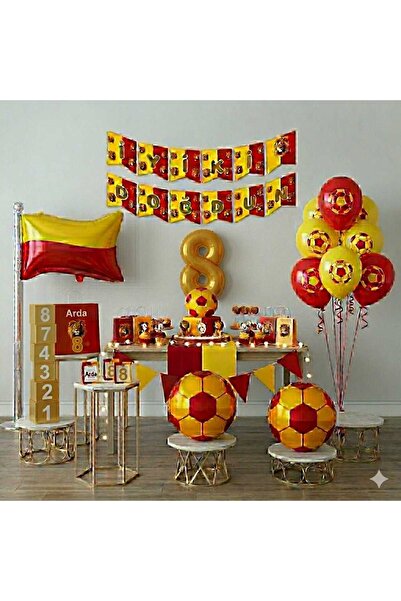 ÇITIPITISTORE Κίτρινο και κόκκινο σετ μπαλονιών γενεθλίων με θέμα το ποδόσφαιρο