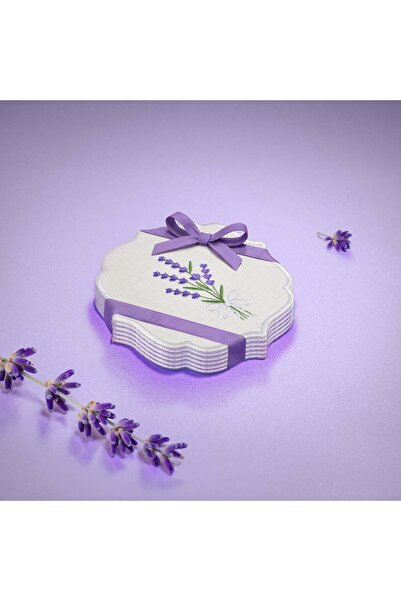 Lavender Garden Nakışlı 6'lı Kokteyl Peçete Seti