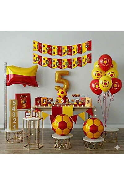 ÇITIPITISTORE Κίτρινο και κόκκινο σετ μπαλονιών γενεθλίων με θέμα το ποδόσφαιρο