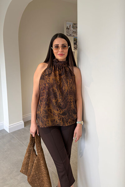 MAGARDE Μπλούζα με Κορδόνια στο Λαιμό και Εκλεκτό Σχέδιο - ΜΟΥΣΤΑΡΔΑ