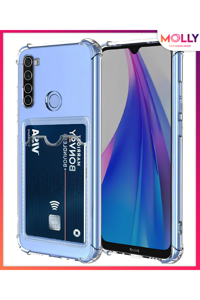 Molly Transparent Silicone Case with Card Pocket for Redmi Note 8