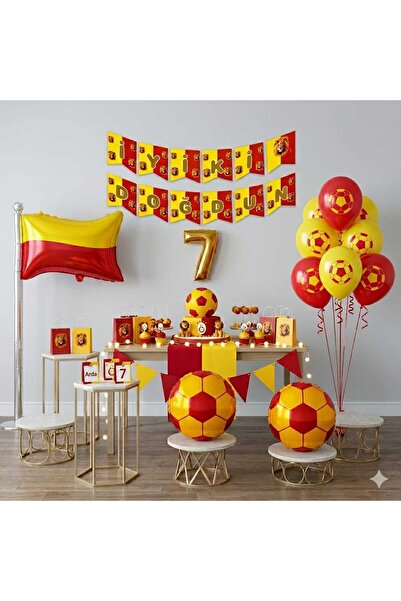 ÇITIPITISTORE Κίτρινο και κόκκινο σετ μπαλονιών γενεθλίων με θέμα το ποδόσφαιρο
