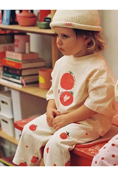 TINY BEAR Set tricou și pantaloni cu imprimeu roșii