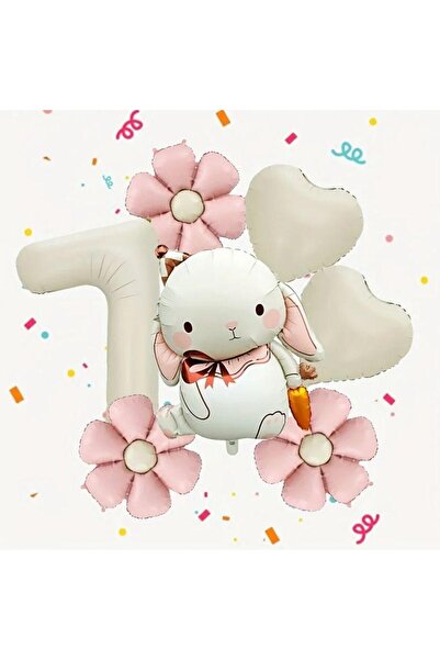 ÇITIPITISTORE Χαριτωμένο σετ γενεθλίων με θέμα το κουνέλι, με ροζ μπαλόνια σε...