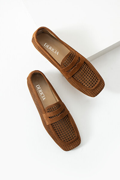 dericia shoes Vision Hakiki Deri Süet Günlük Rahat Kadın Loafer Ayakkabı