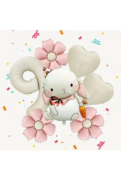 ÇITIPITISTORE Χαριτωμένο σετ γενεθλίων με θέμα το κουνέλι, με ροζ μπαλόνια σε...