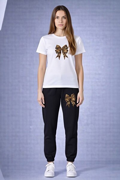 x-compass life Leopard Patterned Bowknot Printed Tracksuit Set – New Season C...