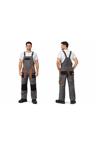 eser x workwear Work Pro Gri - Siyah Bahçıvan Tulum