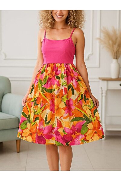 Iuliashop Rochie scurtă multicoloră Melly - Mărimi mari - 46