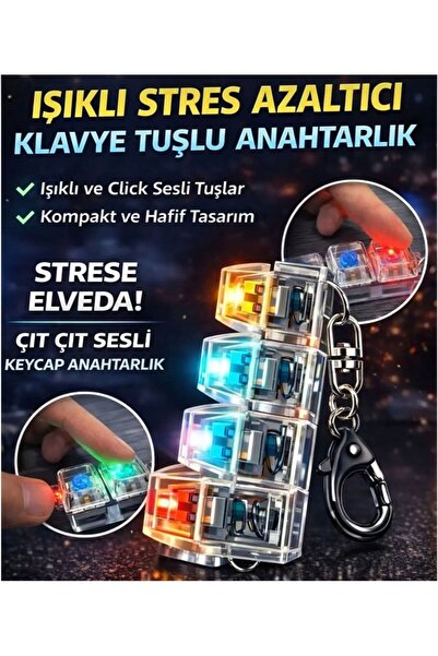 Magicway Karışık Renk Işıklı Klavye Anahtarlık Stres Giderici Oyuncak Ses Çık...