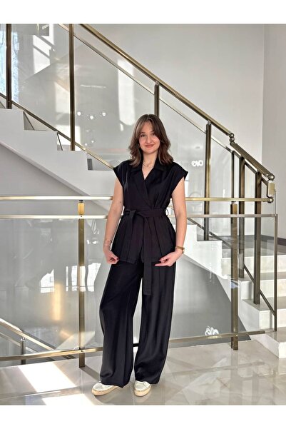 Sude Kızanlıklı Set de pantaloni și vestă din țesătură Tensel