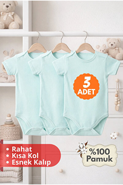 bebegum 2-12 Years Old 3-Piece Green Baby Kids Bodysuit 100% Cotton Flexible ...