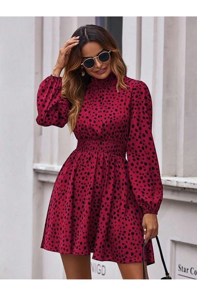 Iuliashop Rochie scurtă Eva Grena cu imprimeu negru - M