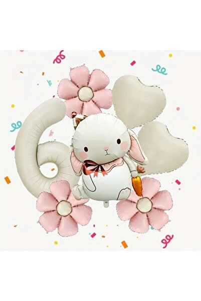 ÇITIPITISTORE Χαριτωμένο σετ γενεθλίων με θέμα το κουνέλι, με ροζ μπαλόνια σε...