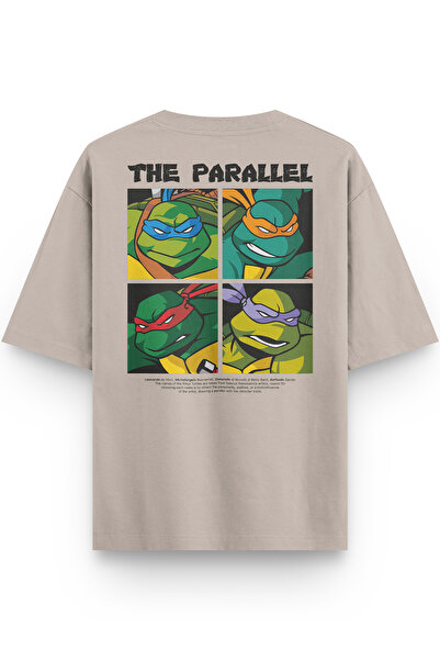 Overoz Women's / Men's Semi Oversize T-Shirt Ninja Back Printed Stone Color T...