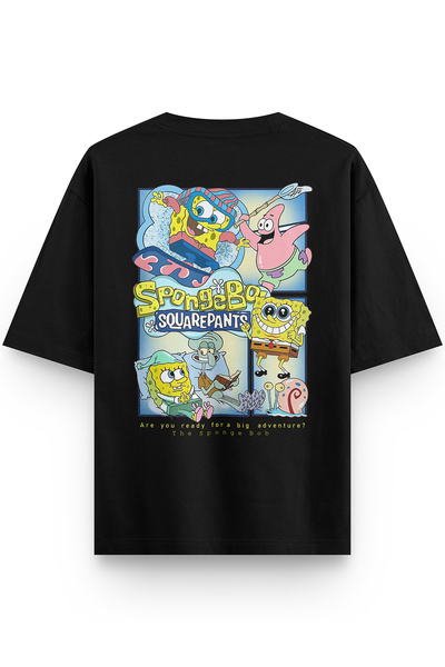 Overoz Women's / Men's Semi Oversize T-Shirt Sponge Back Printed Black T-Shir...